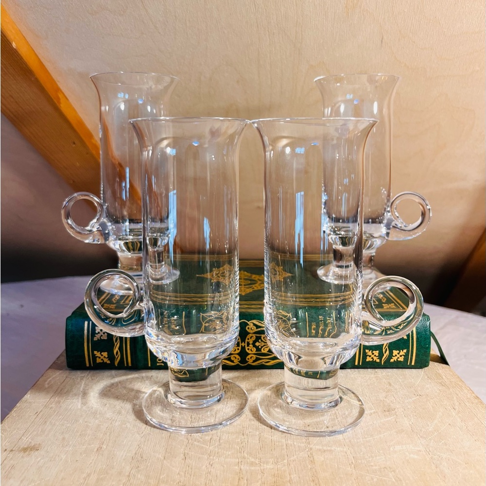 Set of 4 Darlington Glass Irish Gaelic Mid Century Coffee Mugs